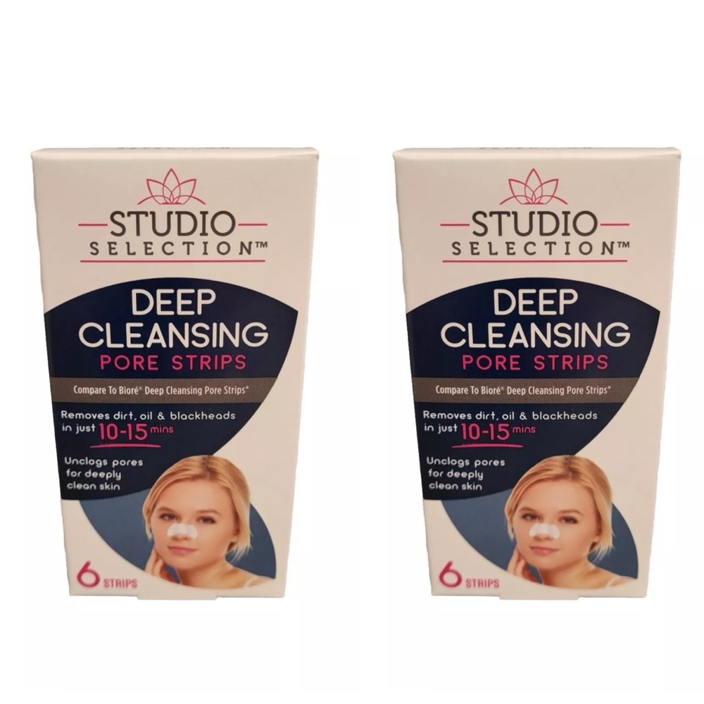 2pk- Studio Selection Deep Cleansing Pore Strips Removes Blackheads 6ct ea.